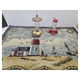 2 Bird Feeders & Throw Rug 45 x 30" See Condition