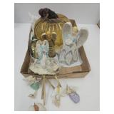 Glass Art Pumpkin, Angel Windchime & Angel Decor