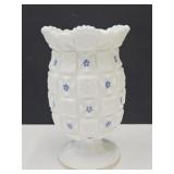 Westmoreland Vase Milk Glass W Quilt Pattern