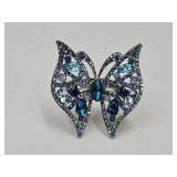 JTV Blue Butterfly Ring Size 8