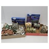 Christmas Village Houses & 2 Boxes Of Net Lights
