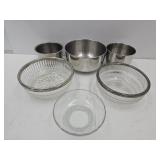 8"  Bowls W Silver Plate Ring & Stainless Steel