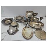 Large Lot Of Silver Plated; Plates, Bowls +