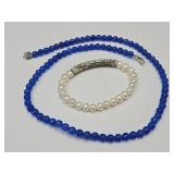 JTV Blue Necklace & Pearl Bracelet