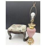 Vintage Pink Lamp & Ottoman
