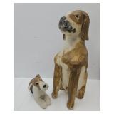 Large 18" H Carved Wood Dog Statue & Terrier
