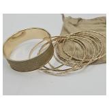Large Lot Of Pretty Gold Tone Bangle Bracelets