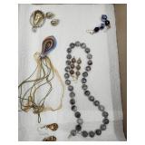 Costume Jewelry Lot- Glass Necklace w Earrings, +