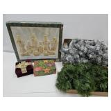 Nativity Scene, Net Christmas Lights & Garland