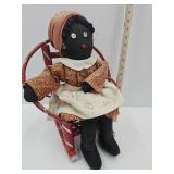 Black Americana Doll 16"  Wooden Chair