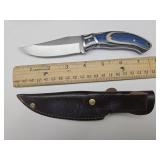 New 7" Wood Handle Knife w Sheath