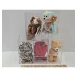 5 Ty Beanie Babies & Displayes; Lobster, Rabbit +