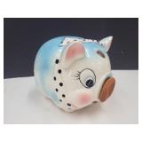 Lefton 745 Handpainted Ceramic Piggy Bank 6x5"