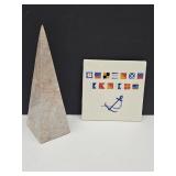 Beautiful Marble Stone Pyramid 10" & Trivet