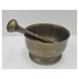 Brass / Bronze HEAVY Mortar & Pestle 5 3/4" wide