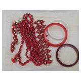 Red Costume Jewelry Lot