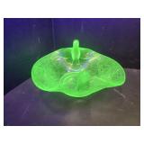 Uranium Glass Fenton Bird Dish 7.5"W