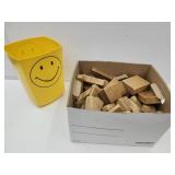 VTG Smiley Trash Can & Building Blocks