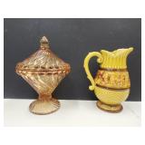 Candy Dish & Lefton Pitcher 6.5"H