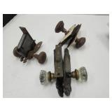 Vintage Glass & Metal Door Knobs with Hardware