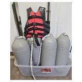 LG Adult Life Vest & 4 Boat  Bumper Fenders 29" h