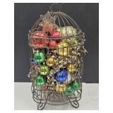 20" H Metal Basket W Christmas Ornaments