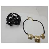 Costume Jewelry; Black Bracelet & Necklace