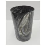 Brown Black Swirl Slag Glass Tumbler 4 1/4" h