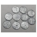 Ten 1943 Steel Penny Coins Nice Condition