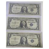 3 $1 Silver Certificates 57, 57A & 57B