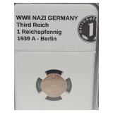 1939 A WWII Germany (1pf) Bronze Coin