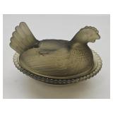 New Not Vintage Glass Hen on a Nest 4.5"