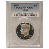 Graded 1998S Silver Kennedy Half Dollar Coin