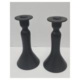 Tiffin Black Satin Candlestick Holders 1920-40
