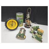 John Deere Bank, Thermometer, Clock +