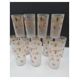 Lot of 9 Jewel Tea Frosted Glasses