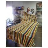 VTG Colorful Grandmother Afghan 95x45"