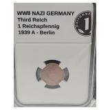 1939 A WWII Germany (1pf) Bronze Coin