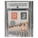 German WWII Stamps & Coin Set w COA