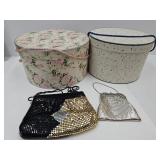 Purses Mesh Whiting & Davis Like New, Hat Boxes +
