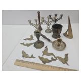 Brass Lot & Silver Plated Candelabras