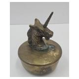 VTG Solid Brass Unicorn Head Trinket Box