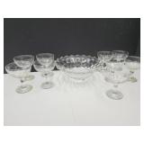 Set of * VTG Footed Dessert Glases & Footed Bowl