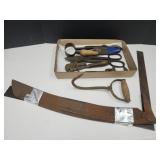 Lot VTG Tools- Pipe Wrenches, Tin Snips, Ice Pic+