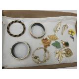 VTG Costume Jewelry- Brooches, Bracelets, +