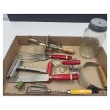 Primitive Wood Handled Utensils, Ball Jar, +