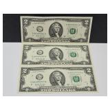 3 Sequenced $2 2017 A Currency Notes