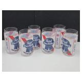 6 Pabst Blue Ribbon Beer Can Shaped Pint Glasses