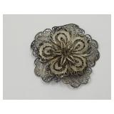 VTG Taxco 950 Sterling Silver Filigree Brooch