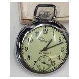 Vtg Working Ingraham Biltmore Pocket Watch in Box